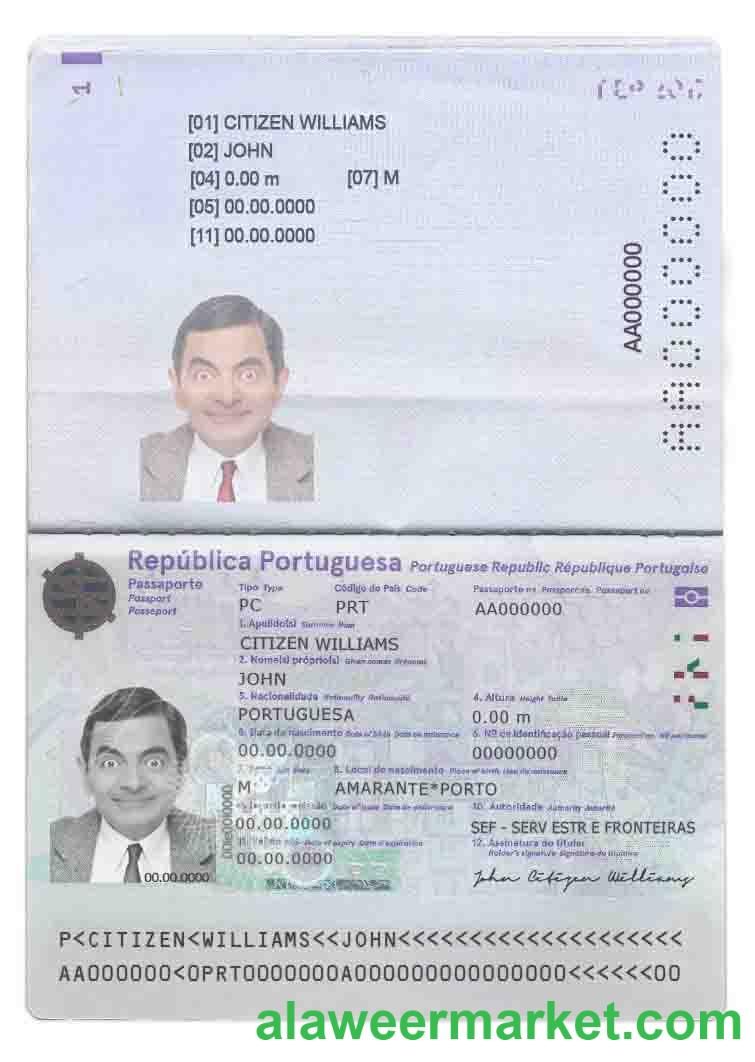 Portugal passport template in PSD format, fully editable (2017- present)